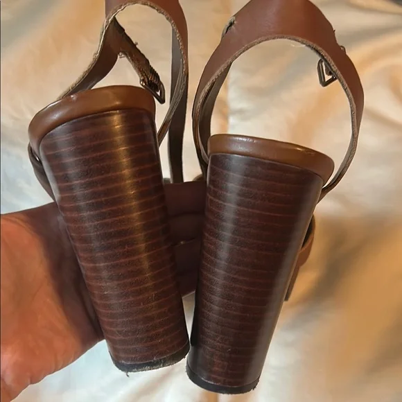 Brown Platform Sandals with Chunky Heel and Slingback - Picture 3 of 4